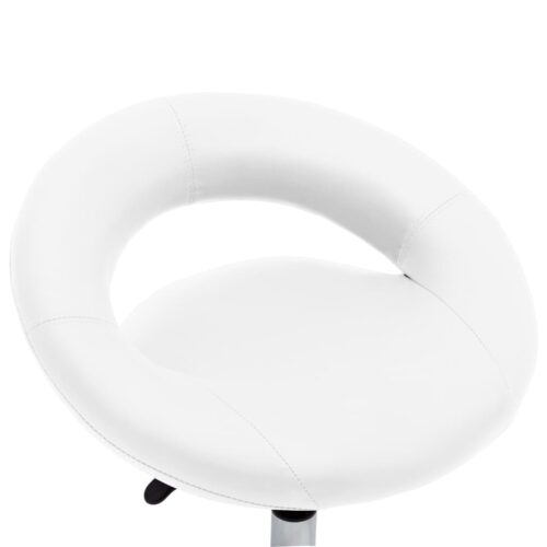 Rolling Work Chair White Faux Leather - Image 6