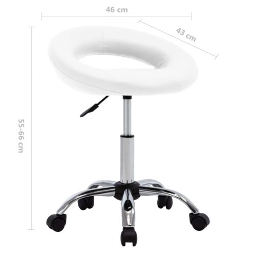 Rolling Work Chair White Faux Leather - Image 7