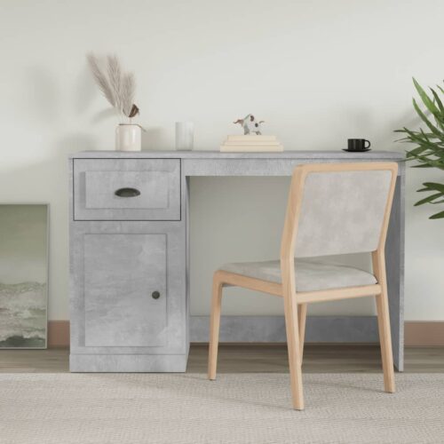Desk with Drawer Concrete Grey 115x50x75cm Engineered Wood - Image 2