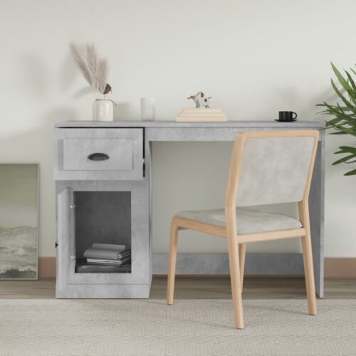 Desk with Drawer Concrete Grey 115x50x75cm Engineered Wood - Image 3
