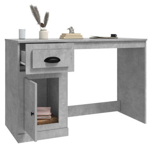 Desk with Drawer Concrete Grey 115x50x75cm Engineered Wood - Image 5
