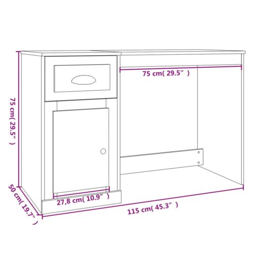 Desk with Drawer Concrete Grey 115x50x75cm Engineered Wood - Image 10
