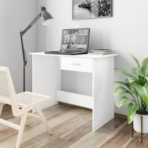 Desk White 100x50x76cm Engineered Wood - Image 2