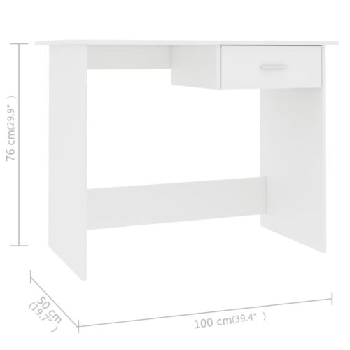 Desk White 100x50x76cm Engineered Wood - Image 6