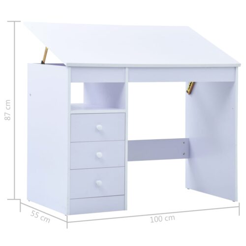 Children Drawing Study Desk Tiltable White - Image 11