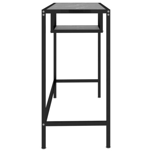Computer Desk Black Marble 100x36x74cm Tempered Glass - Image 4