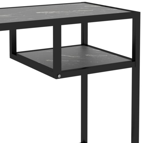 Computer Desk Black Marble 100x36x74cm Tempered Glass - Image 5