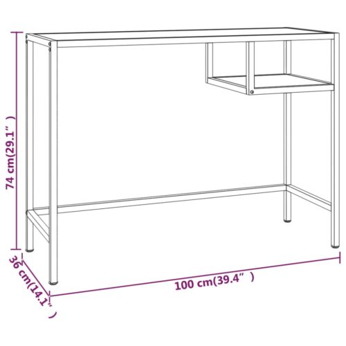 Computer Desk Black Marble 100x36x74cm Tempered Glass - Image 6