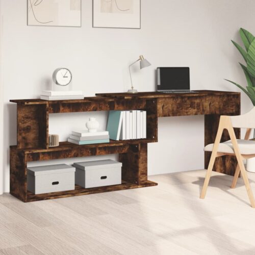 Corner Desk Smoked Oak 200x50x76cm Engineered Wood - Image 3
