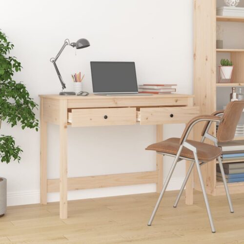 Desk with Drawers 100x50x78cm Solid Wood Pine - Image 3