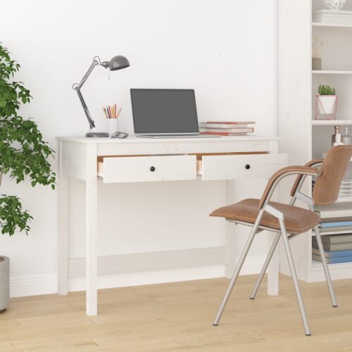 Desk with Drawers White 100x50x78cm Solid Wood Pine - Image 3