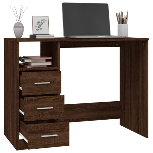 Desk with Drawers Brown Oak 102x50x76cm Engineered Wood - Image 5