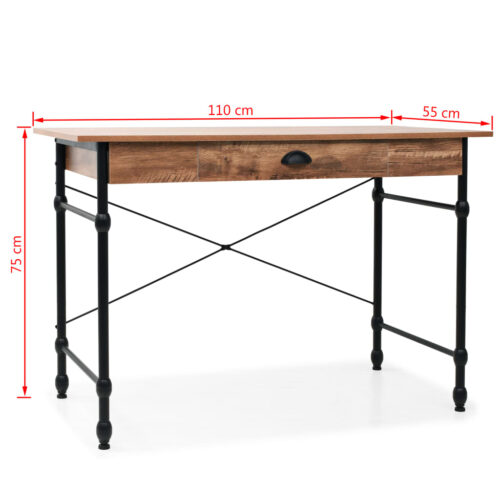 Writing Desk with Drawer 110x55x75cm Oak Colour - Image 8
