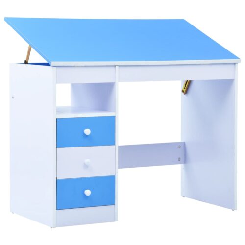 Children Drawing Study Desk Tiltable Blue White - Image 2