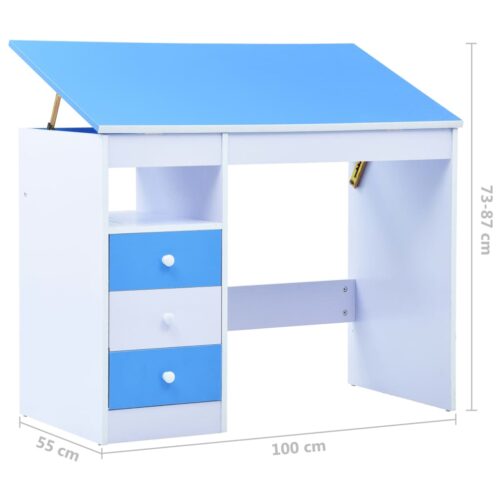 Children Drawing Study Desk Tiltable Blue White - Image 11