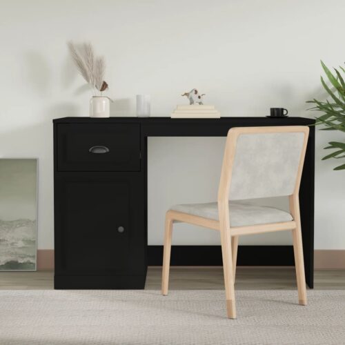 Desk with Drawer Black 115x50x75cm Engineered Wood - Image 2