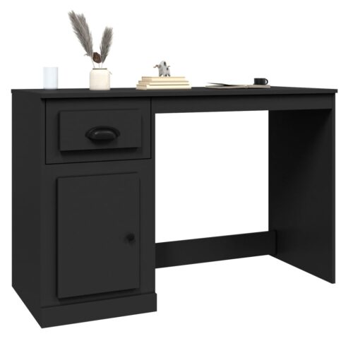Desk with Drawer Black 115x50x75cm Engineered Wood - Image 4