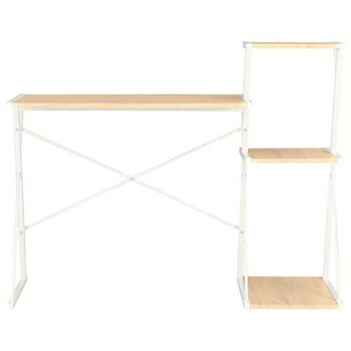 Desk with Shelf White Oak 116x50x93cm - Image 8