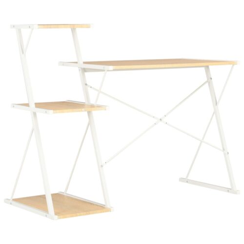 Desk with Shelf White Oak 116x50x93cm - Image 4
