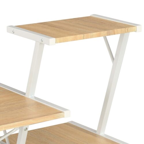 Desk with Shelf White Oak 116x50x93cm - Image 5