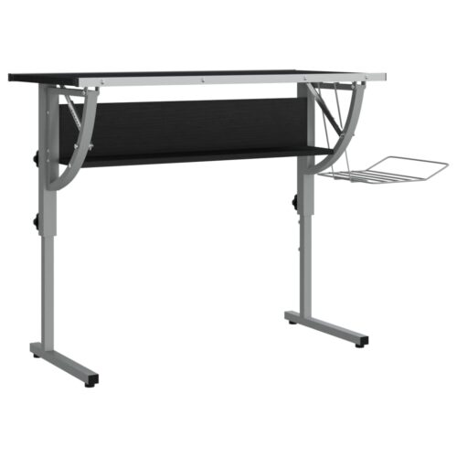 Craft Desk Black Grey 110x53x(58-87)cm Engineered Wood Steel