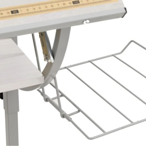 Craft Desk White Grey 110x53x(58-87)cm Engineered Wood Steel - Image 6
