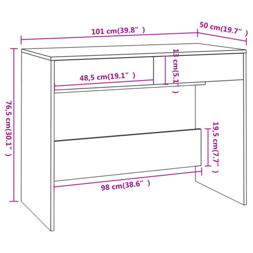 Desk Concrete Grey 101x50x76.5cm Engineered Wood - Image 8