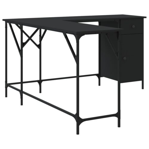 Desk Black 141x141x75cm Engineered Wood - Image 6