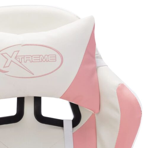 Racing Chair with RGB LED Lights Pink White Faux Leather - Image 7