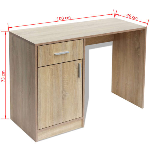 Desk with Drawer Cabinet Oak 100x40x73cm - Image 6