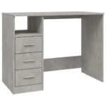 Desk with Drawers Concrete Grey 102x50x76cm Engineered Wood