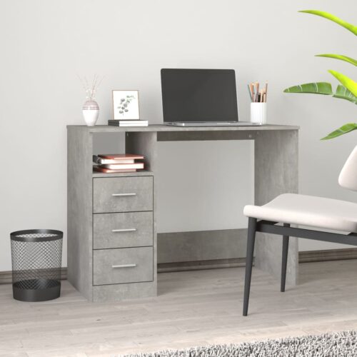 Desk with Drawers Concrete Grey 102x50x76cm Engineered Wood - Image 2