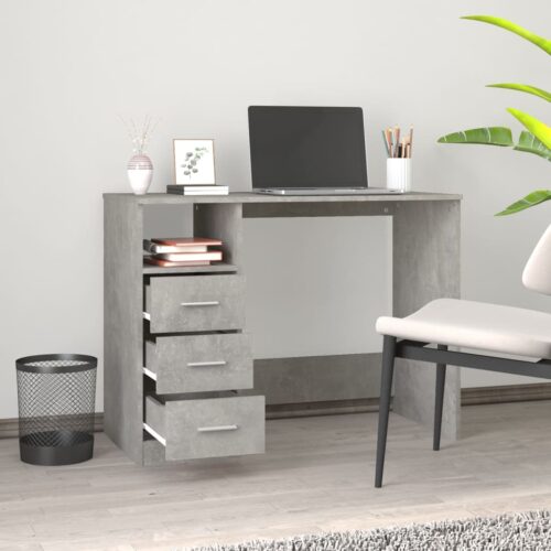 Desk with Drawers Concrete Grey 102x50x76cm Engineered Wood - Image 3