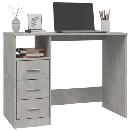 Desk with Drawers Concrete Grey 102x50x76cm Engineered Wood - Image 4