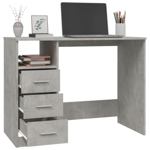 Desk with Drawers Concrete Grey 102x50x76cm Engineered Wood - Image 5