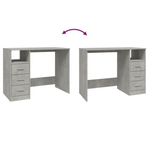 Desk with Drawers Concrete Grey 102x50x76cm Engineered Wood - Image 9