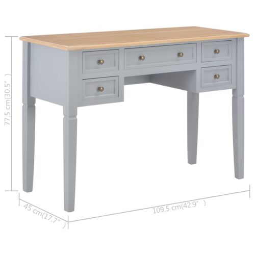 Writing Desk Grey 109.5x45x77.5cm Wood - Image 8