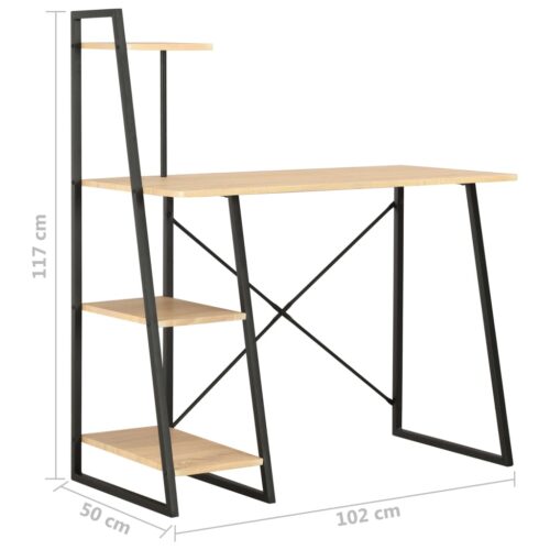 Desk with Shelving Unit Black Oak 102x50x117cm - Image 7