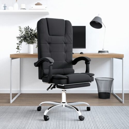 Massage Reclining Office Chair Black Faux Leather - Image 2