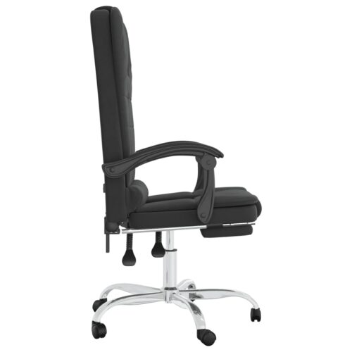 Massage Reclining Office Chair Black Faux Leather - Image 4