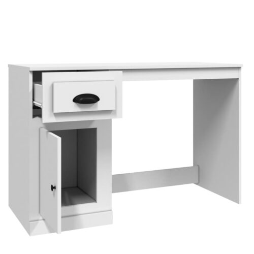 Desk with Drawer White 115x50x75cm Engineered Wood - Image 8