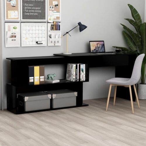 Corner Desk Black 200x50x76cm Engineered Wood