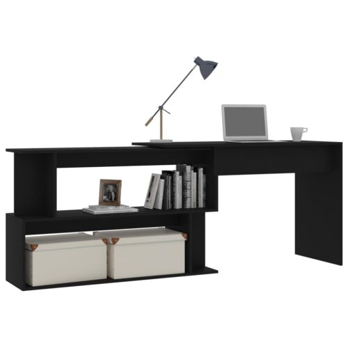 Corner Desk Black 200x50x76cm Engineered Wood - Image 3