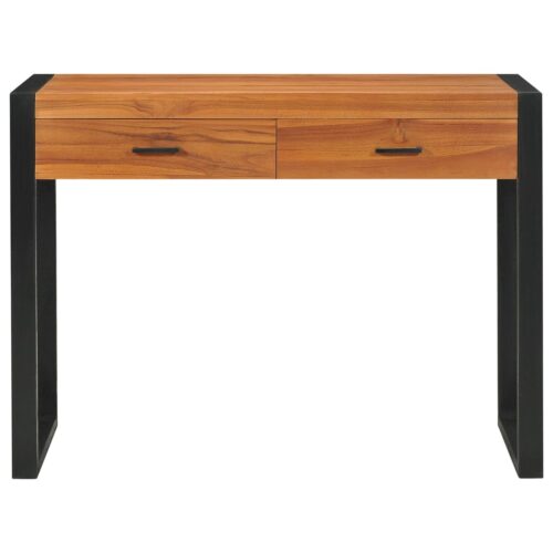 Desk with 2 Drawers 100x40x75cm Teak Wood - Image 3