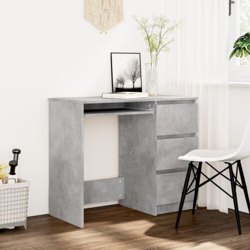Desk Concrete Grey 90x45x76cm Engineered Wood - Image 2
