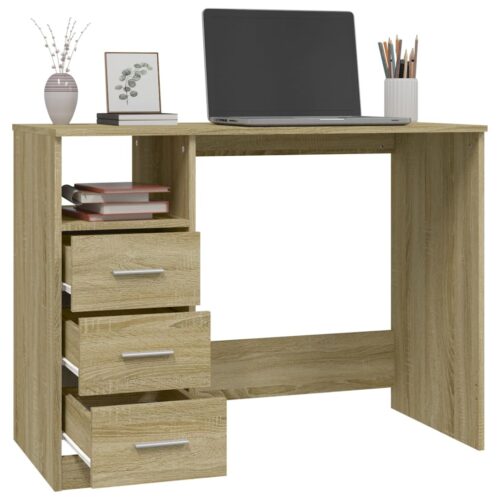Desk with Drawers Sonoma Oak 102x50x76cm Engineered Wood - Image 5