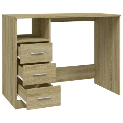Desk with Drawers Sonoma Oak 102x50x76cm Engineered Wood - Image 7