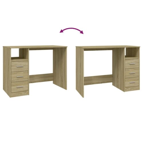 Desk with Drawers Sonoma Oak 102x50x76cm Engineered Wood - Image 9