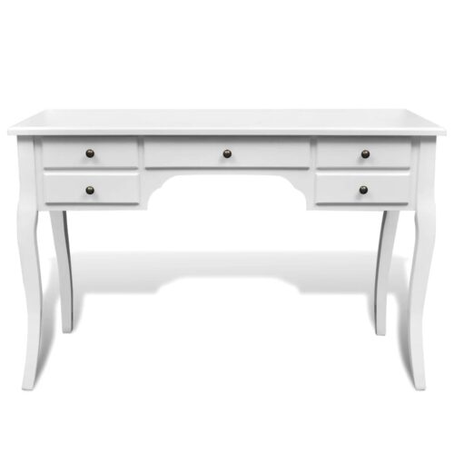 Wooden French Desk with Curved Legs 5 Drawers - Image 2