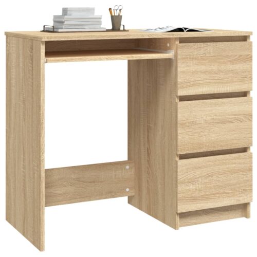 Desk Sonoma Oak 90x45x76cm Engineered Wood - Image 3
